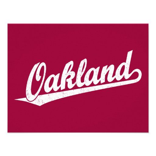 Oakland script logo in white distressed personalized invite
