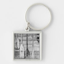 Oars are hung on wooden shed in Big Cypress, 2 Keychain