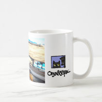 oat on a broomstick next to train, oatTRADEMARK... mugs