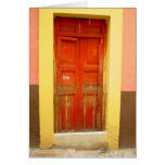Oaxaca door, red and yellow greeting cards