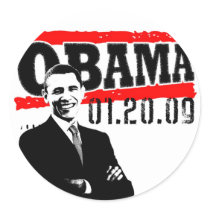 Obama 01.20.09 round sticker