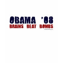 Obama 08: Brains Beat Bombs t-shirts by slagathor Obama 08: Brains Beat Bombs t-shirts