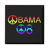 Obama 08 Peace Sign Rainbow Magnets by naturetees Obama 08 Peace Sign Rainbow Magnets