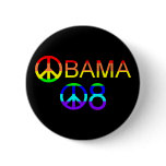 Obama 08 Rainbow Peace Sign Buttons