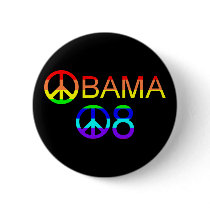 Obama 08 Rainbow Peace Sign Buttons by naturetees Obama 08 Rainbow Peace Sign Buttons