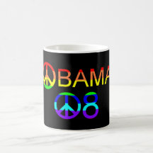 Obama 08 Rainbow Peace Sign Mugs