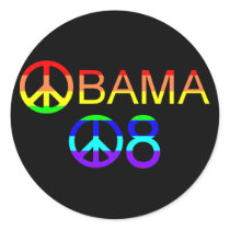 Obama 08 Rainbow Peace Sign Stickers by naturetees Obama 08 Rainbow Peace Sign Stickers