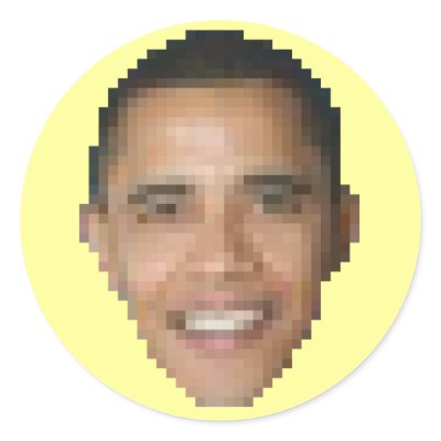 Obama (8-bit) round stickers by zkislar