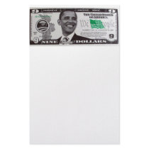 obama 9 Dollar Bill Stationery