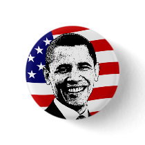 Obama American Flag Button by ObamaCentral Obama American Flag Button