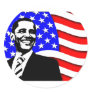 Obama And Flag Round Sticker