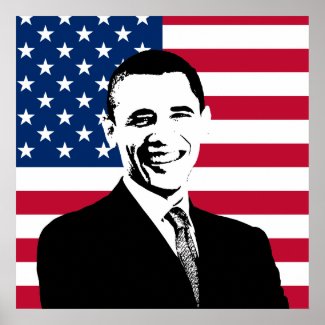 Obama and The American Flag print