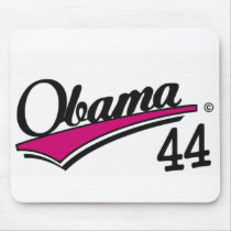 Obama Baseball Logo 44 Mousepad hotpink