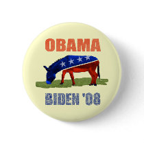 Obama Biden '08 Democratic Button Pin by SideSplitters Obama Biden '08 Democratic Button Pin