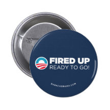 Obama Biden Fired Up Read To Go (Dark Blue) Pinback Buttons
