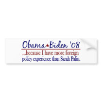 Obama Biden (Foreign Policy Anti-Palin) Bumper Stickers
