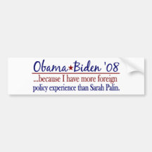 Obama Biden (Foreign Policy Anti-Palin) Bumper Stickers