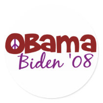 Obama Biden Peace Round Sticker