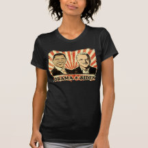 Obama Biden Portraits Ladies Sheer V-Nect T-Shirt