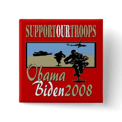 Obama Biden Support Our Troops Pin by BuzzEdition