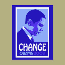 Obama Blue Change Postcard postcards