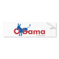 Obama Blue Donkey - white outline Bumper Sticker