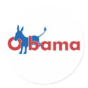 Obama Blue Donkey - white outline stickers by BnEsTees Obama Blue Donkey - white outline stickers