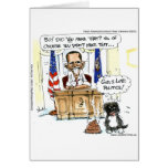Obama & Bo Satirical Cartoon Gifts Tees & Cards cards