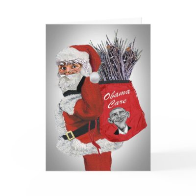 Obama Care Santa Greeting Cards by friskybiz