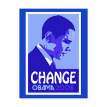 Obama - Change Blue Postcard