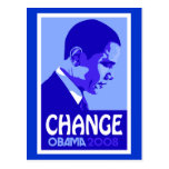 Obama - Change Blue Postcard