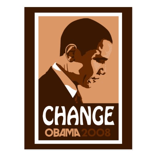Obama - Change Dark Brown Postcard