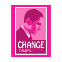 Obama - Change Dark Pink Postcard
