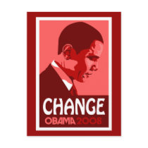 Obama - Change Dark Red Postcard