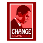 Obama - Change Dark Red Postcard
