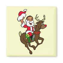 Obama Christmas Reindeer Santa Claus gifts magnets by Funkart Obama Christmas Reindeer Santa Claus gifts magnets