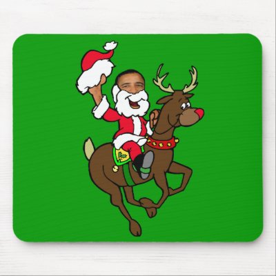Obama Christmas Reindeer Santa Claus gifts Mousepads by Funkart
