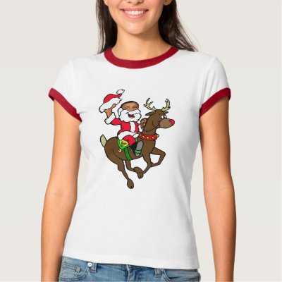 Obama Christmas Reindeer Santa Claus gifts Tee Shirt by Funkart