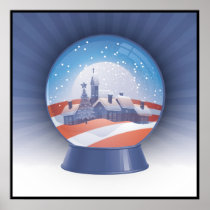 obama christmas - snow globe poster