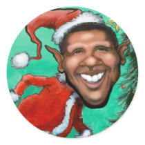 Obama Christmas Round Sticker