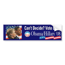 Obama/Clinton '08 Bumper Stickers