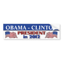 Obama Clinton 2012 Bumper Sticker