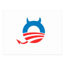 Obama Devil blue Post Card
