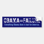 Obama = Failure Bumper Sticker