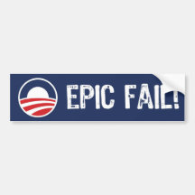 ¡Obama, fall épico! Pegatina para el parachoques Etiqueta De Parachoque