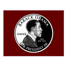 Obama For President (Red) Postcard