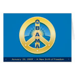 Obama GoldStar Peace, 1-20-09 Card, on blue