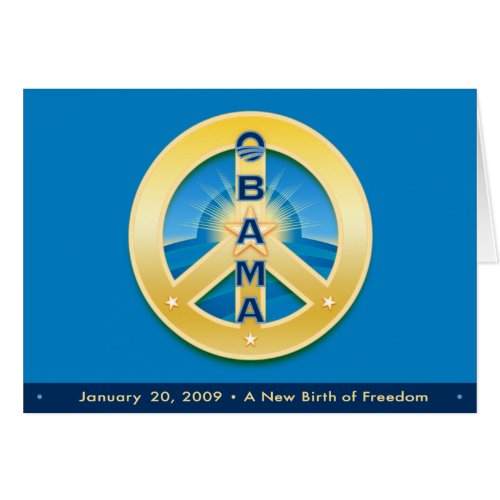 Obama GoldStar Peace, 1-20-09 Card, on blue card
