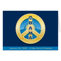Obama GoldStar Peace, 1-20-09 Card, on Royal Blue by NowPower Obama GoldStar Peace, 1-20-09 Card, on Royal Blue