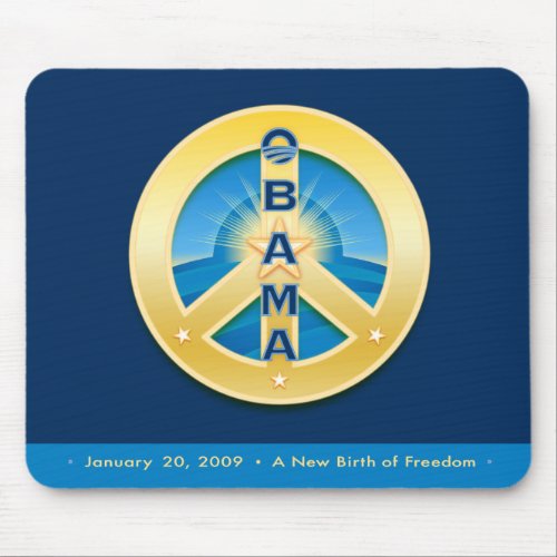 Obama GoldStar Peace 1-20-09 Mousepad mousepad